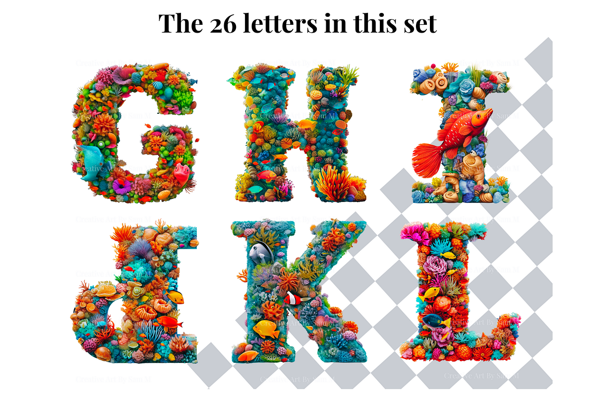 Under The Sea Alphabet Letters, a Decorative Illustration by Creative Art By SamM (Photo 4 of 10)