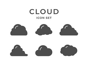 Set glyph icons of cloud, a Solid Icon by motorama