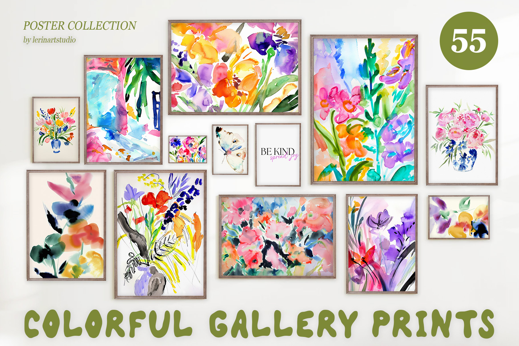 Bright Colorful Watercolor PRINTS, a Background Graphic by lerinartstudio