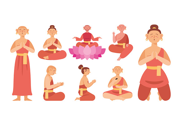 Monk Buddhism Character Set preview 2