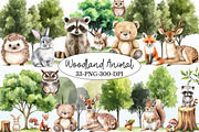 Watercolor Woodland Animal Clipart, an Illustration by Rose Art (Thumbnail 1 of 4)