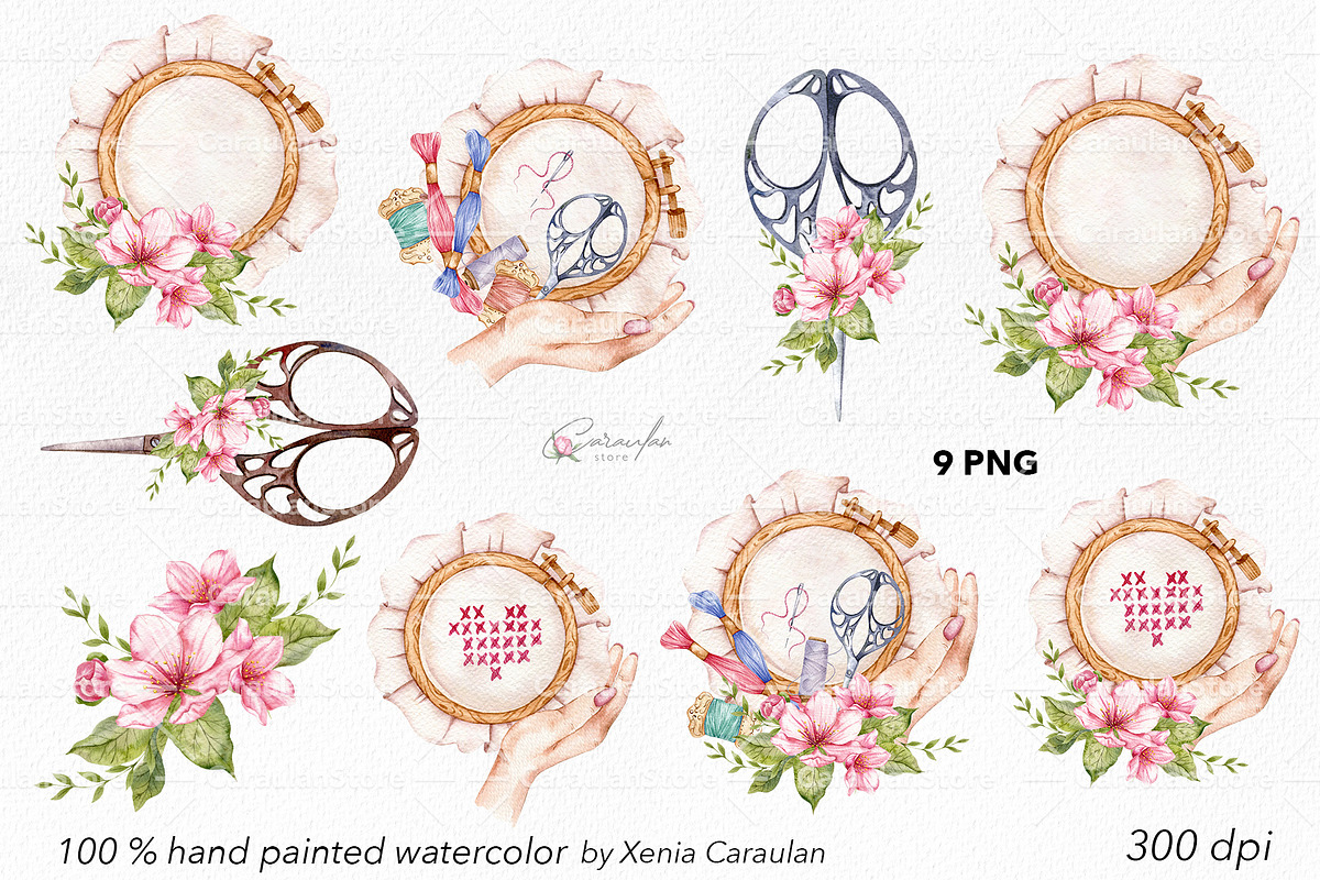 Needlework Clipart (Embroidery), an Object Illustration by CaraulanStore (Photo 2 of 9)