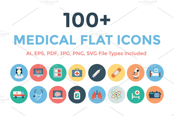 100+ Medical Flat Icons preview 5