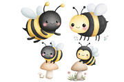Watercolor spring bee clipart, an Illustration by Designworld (Thumbnail 4 of 5)