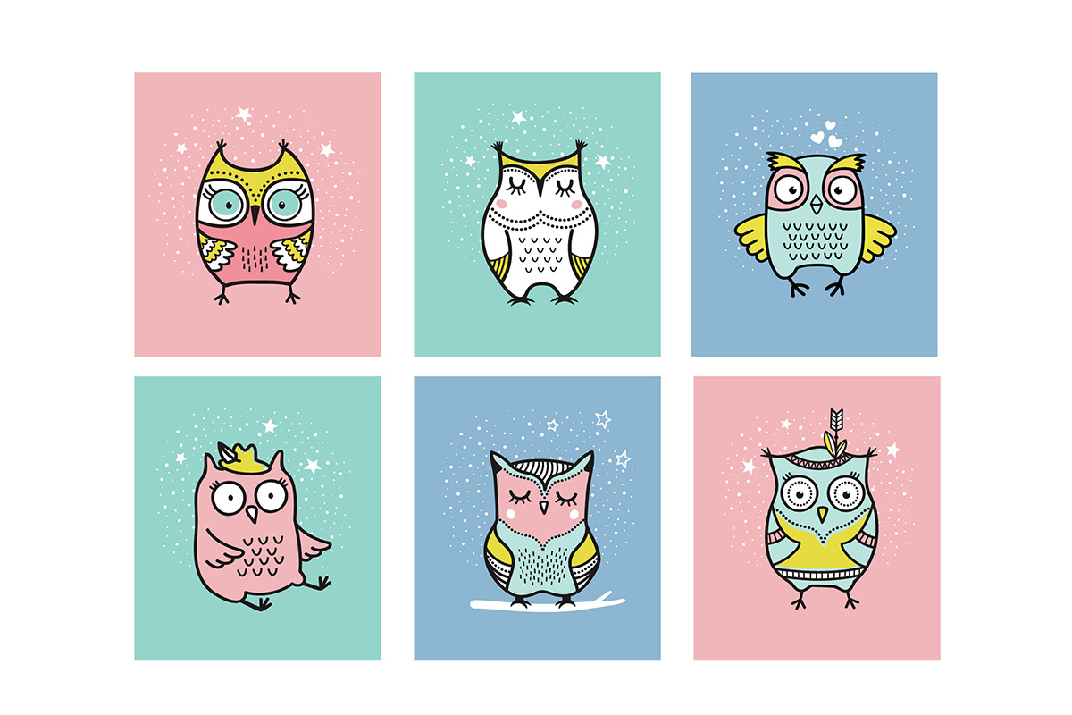 Cute Owls Clipart, a Decorative Illustration by Teneresa (Photo 4 of 7)