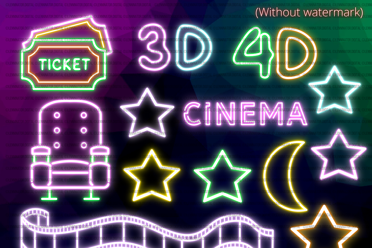 Neon Cinema Movie Night Clipart PNG, a Technology Illustration by Lenninator Digital (Photo 5 of 6)