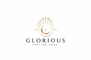 Glorious Logo Radiant Crescent Moon, a Branding & Logo Template by Signatoro