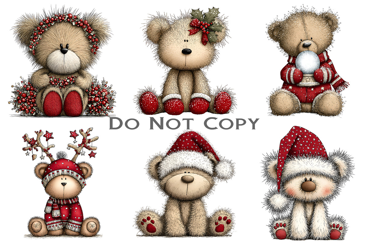 Christmas Teddy Bear Clipart, an Illustration by Craft Nest (Photo 6 of 11)