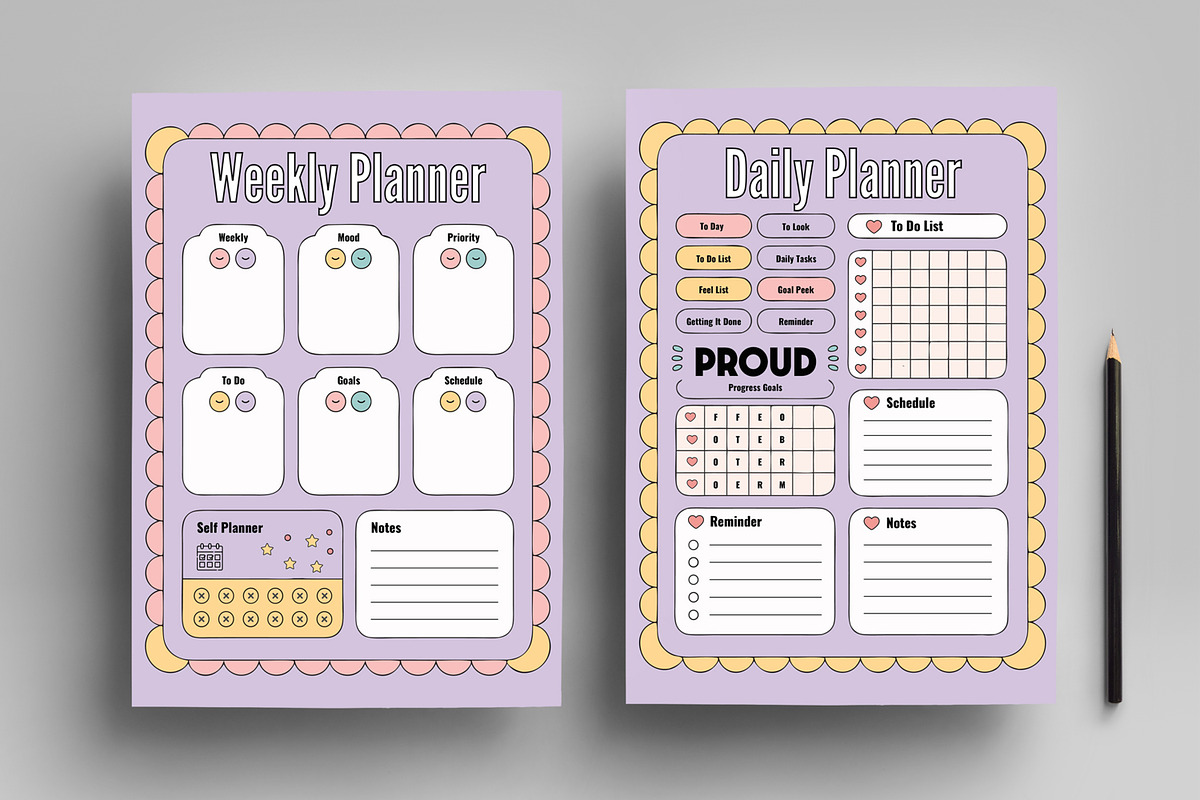 Weekly And Daily Planner Template, a Stationery Template by MightyDesign (Photo 1 of 8)