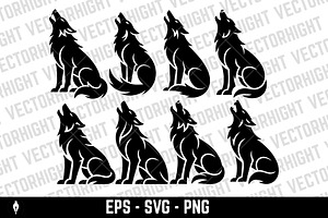 Wolf howling upwards, an Animal Illustration by Vectorhight