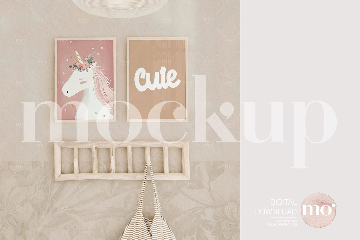 Nursery Wall Art 2 frames mockup, a Product Mockup by MoMockups (Photo 1 of 5)