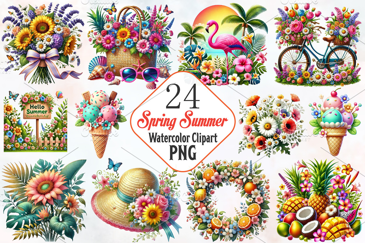 Spring clip art summer clipart, an Illustration by RobertsArt (Photo 1 of 7)