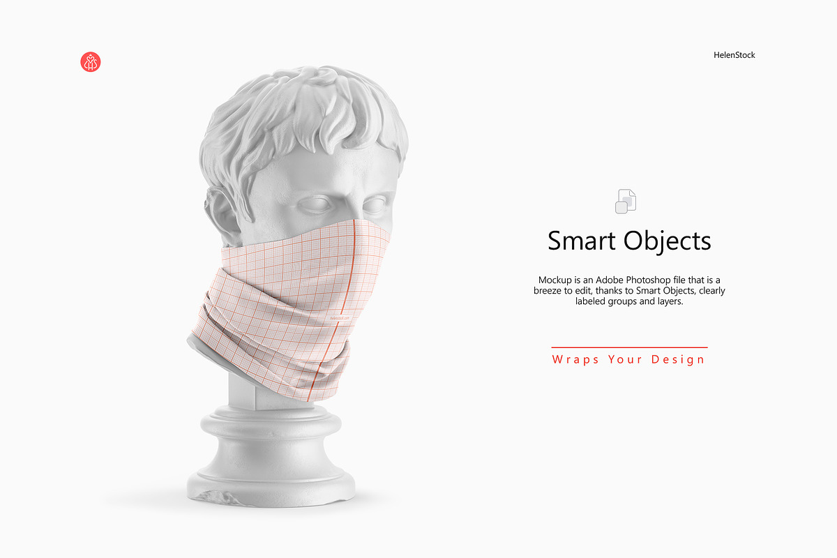 Neck Gaiter on Sculpture Mockup, a Mask Mockup by HelenStock (Photo 5 of 9)
