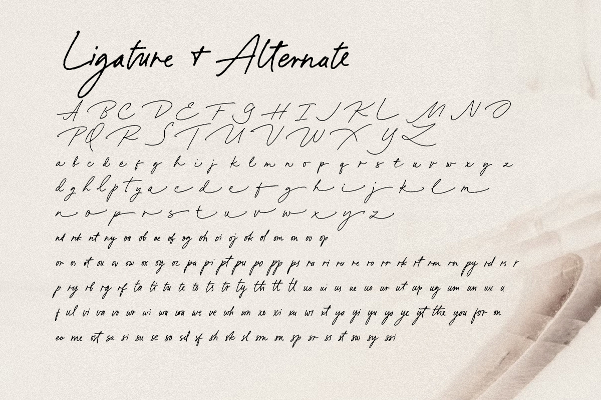 Paradine - Ligature Handwritten Font, a Handwritten Font by Sarid Ezra (Photo 10 of 12)