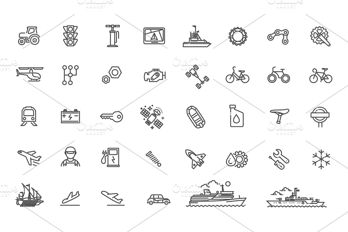 Vector Transport Icons, an Outline Icon by Tettygreen (Photo 4 of 5)