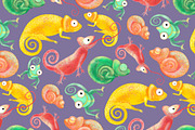 Chameleons Seamless Pattern, a Pattern Graphic by Painted Puffin Creative (Thumbnail 3 of 3)