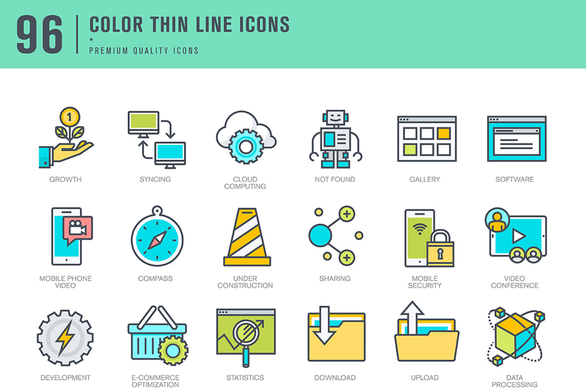 Business and Technology icons, an Outline Icon by PureSolution (Photo 3 of 4)