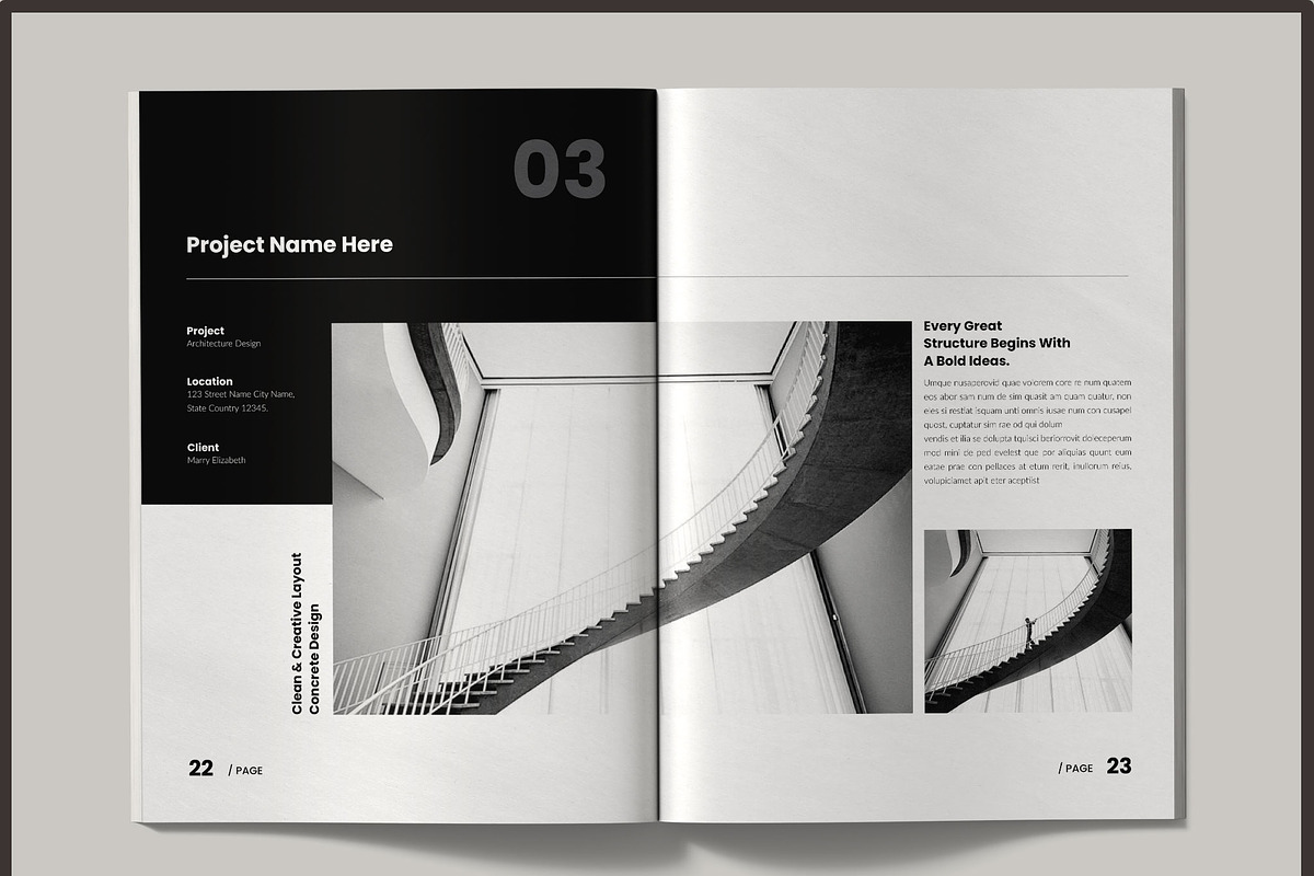 Architecture Portfolio Template, a Brochure Template by Spark_Creative (Photo 7 of 13)