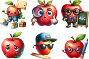 Back to School Funny Apple Clipart, an Illustration by Designking (Thumbnail 2 of 4)