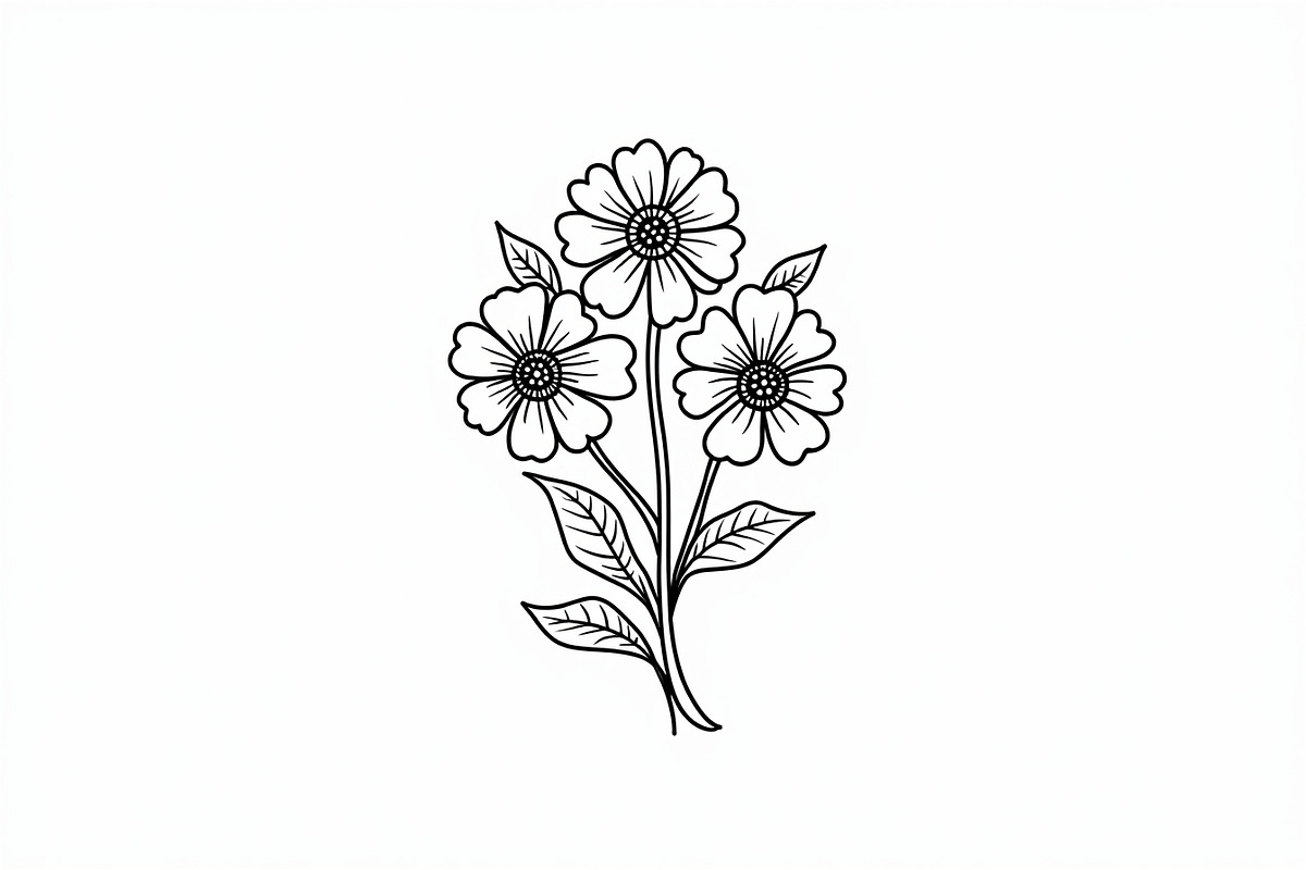 Flower Line Art Coloring Pages Bundl, an Illustration by Artivon (Photo 2 of 9)