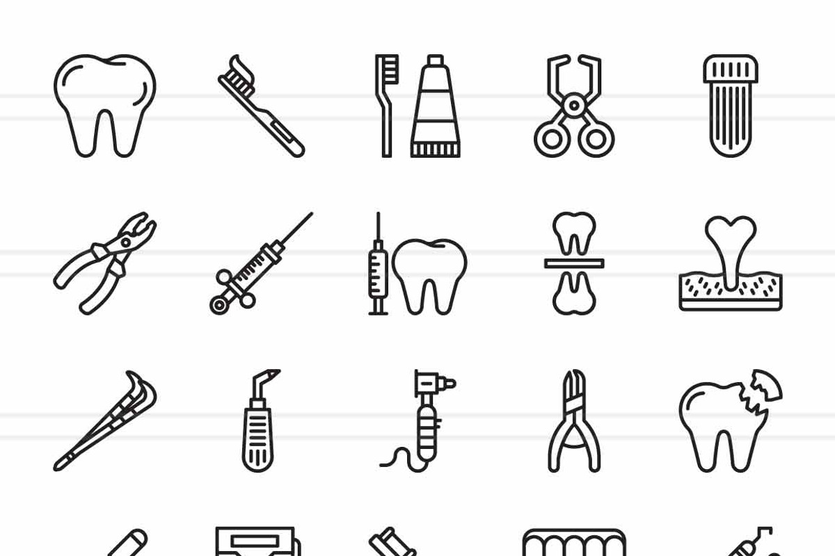 Dentist Equipment Line Icons, an Icon by IconBunny (Photo 2 of 2)