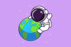 Cute Astronaut Holding Earth World, a Technology Illustration by Catalyst Labs