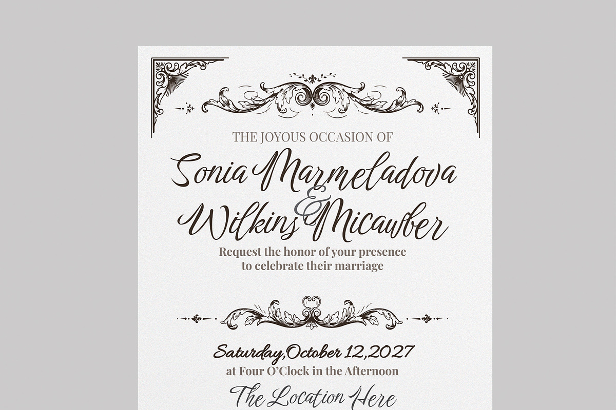 Vintage Wedding Invitation Card, a Stationery Template by MightyDesign (Photo 4 of 8)