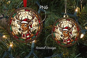 Stained Glass Deer Christmas, a Seasonal Illustration by CrexoraLab