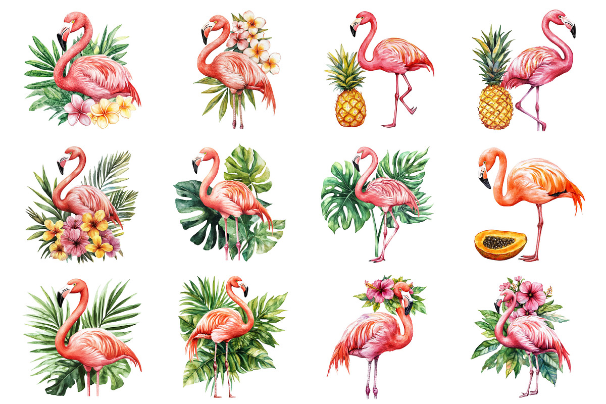 Tropical Flamingo Clipart, an Illustration by Design Market (Photo 2 of 4)