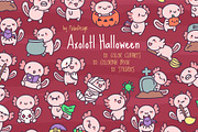 Axolotl Halloween Clipart Set, a Seasonal Illustration by Palau (Thumbnail 1 of 12)