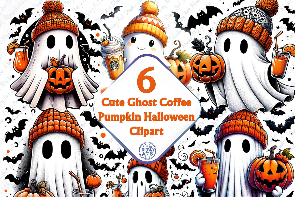 Halloween Cute Ghost Coffee Bougie, a Decorative Illustration by Dizzy Art Studio (Photo 4 of 4)