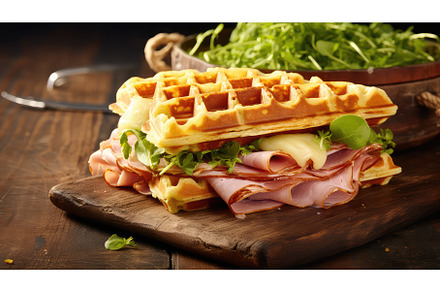 crispy golden waffle food ai, a Background Photo by pikepicture