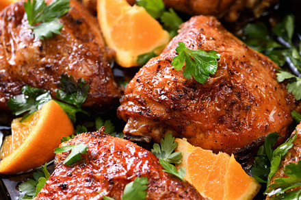 Fried chicken with oranges, a Food & Drink Photo by Apolonia