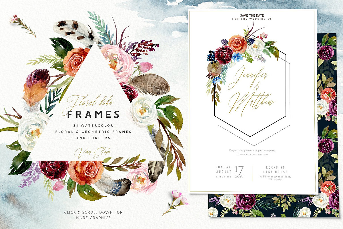 Watercolor Boho Wild Floral Set, a Decorative Illustration by Veris Studio (Photo 4 of 16)