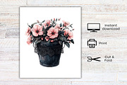 Watercolor Halloween Bucket Flowers, an Illustration by Canvas Craft (Thumbnail 7 of 8)