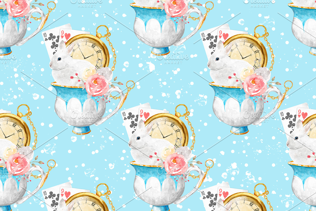 Alice in Wonderland Digital Paper, a Pattern Graphic by Collart Studio (Photo 5 of 6)