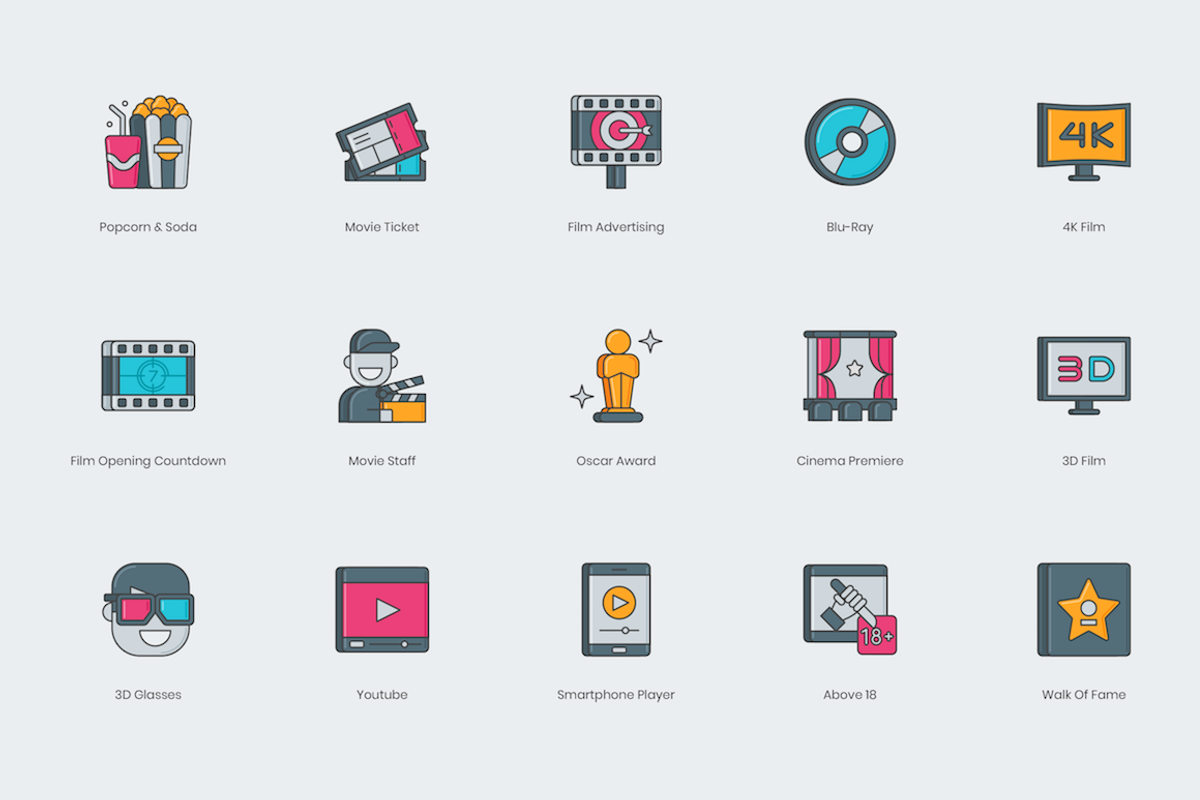 60 Video Production Icons, an Outline Icon by Flat Icons (Photo 5 of 5)