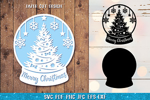 Snow Globe Papercut Bundle SVG