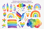 Watercolor Rainbow Clipart & Pattern, an Illustration by ArtIrisArt (Thumbnail 2 of 22)
