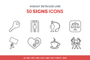 Signs Set Line Icons, an Outline Icon by Jumbo Icons (Thumbnail 1 of 4)