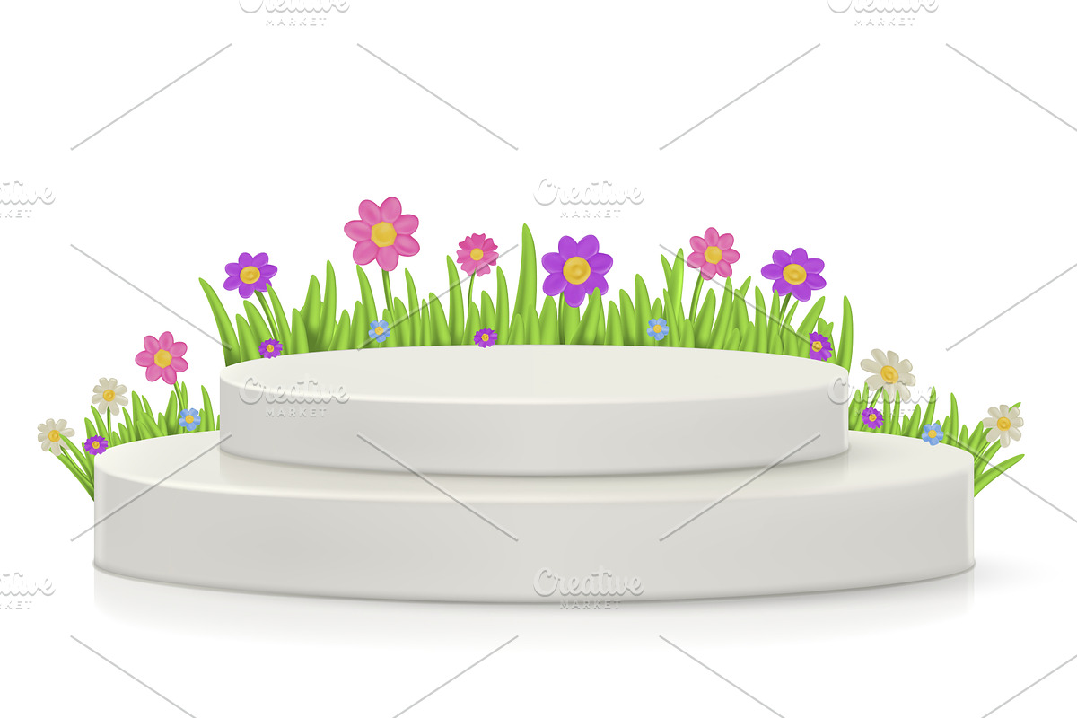 Floral 3D podium. Spring garden, an Illustration by winwin.art