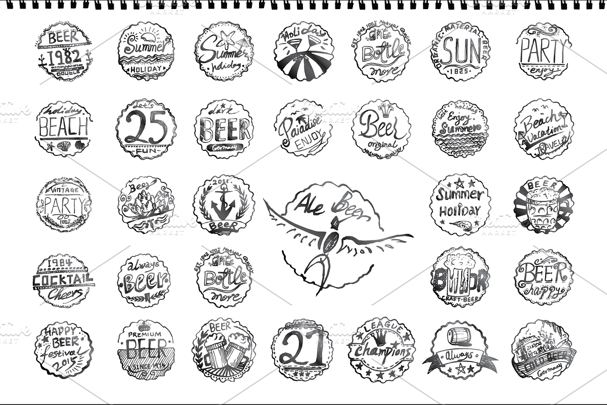 Beer Cap Badges Bundle, an Illustration by mollyli.ai (Photo 2 of 2)
