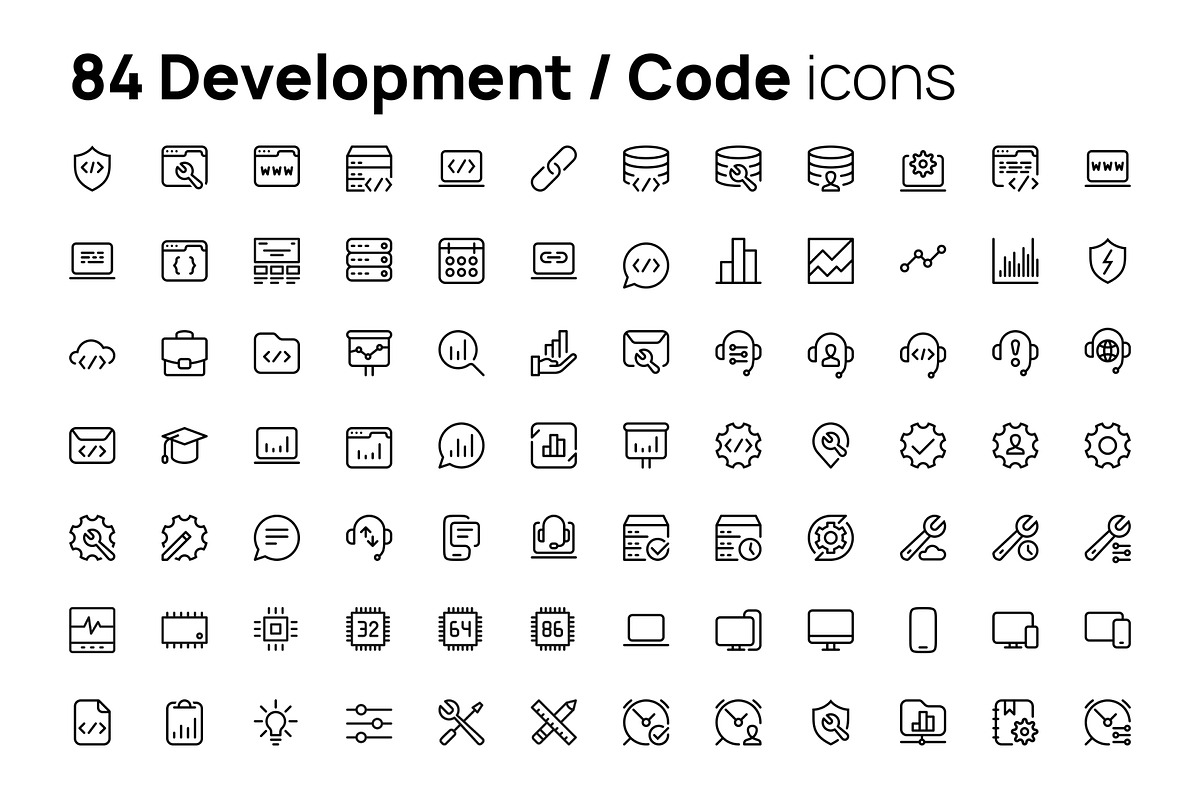 Development & Code line icons, an Outline Icon by AIWD (Photo 2 of 2)