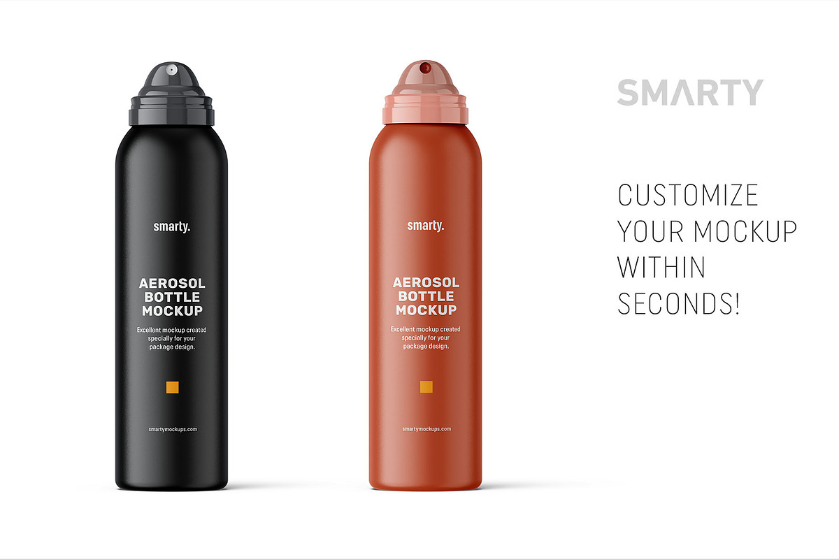 Matte aerosol bottle mockup, a Packaging Mockup by Smarty Mockups (Photo 3 of 5)