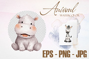 Cute Safari Animals Watercolor, an Animal Illustration by Deckar_art (Thumbnail 6 of 6)
