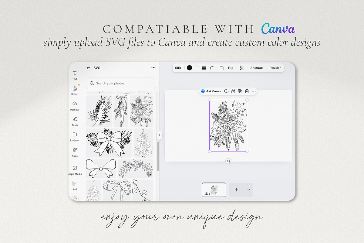 Line Art Winter Floral Decorations, a Decorative Illustration by La Petite Line Art (Photo 11 of 15)