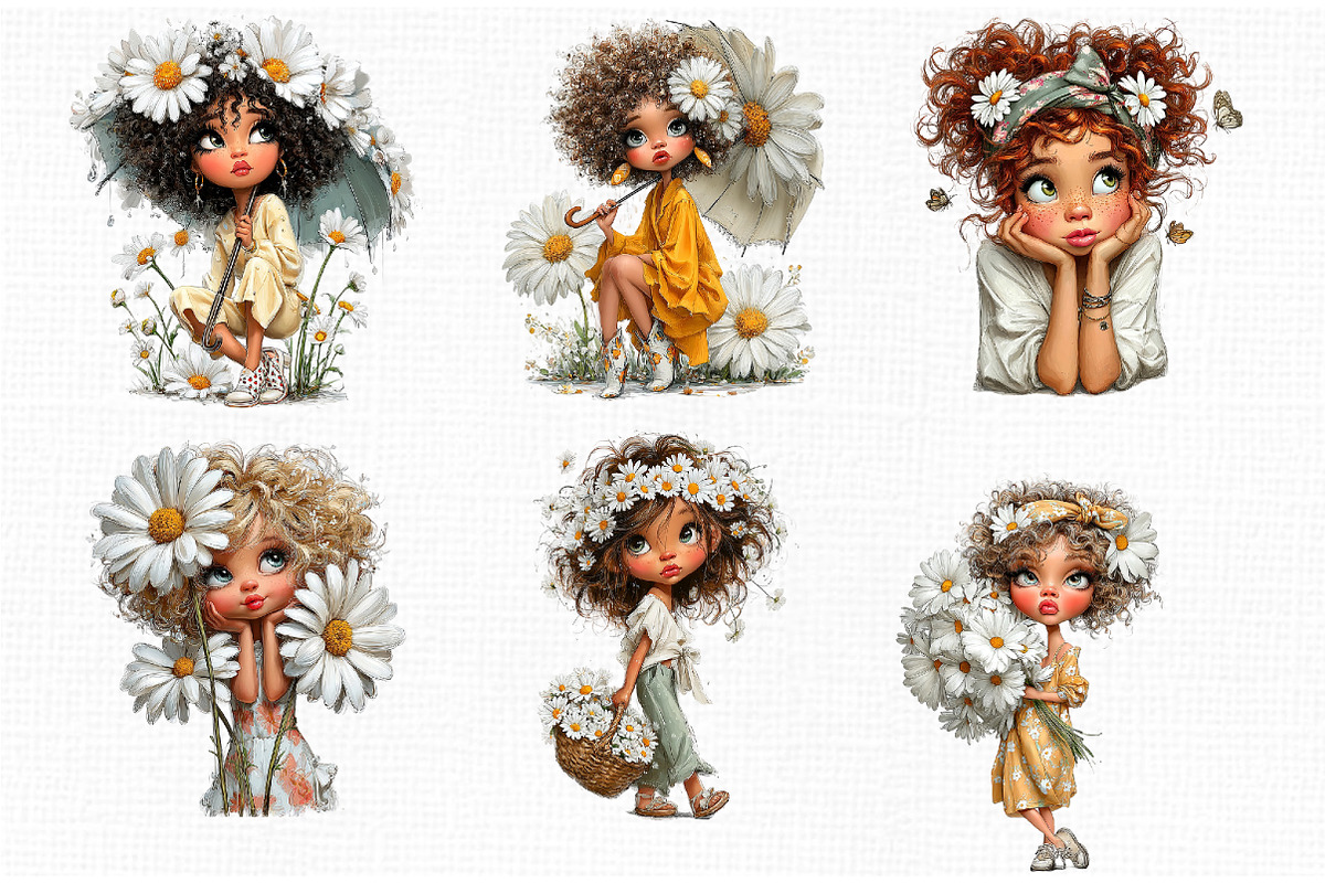 Whimsical Daisy Girl Clipart, an Animal Illustration by Libby Wishes (Photo 4 of 4)