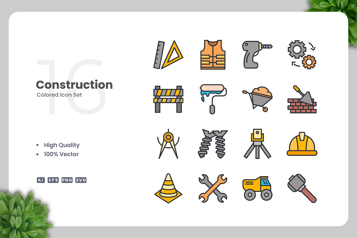 Construction Colored Icons, an Icon by Upnowgraphic