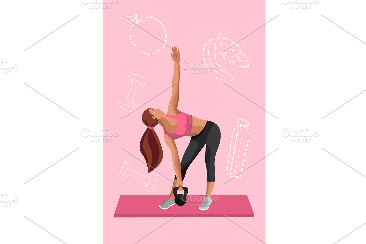 Faceless fitness woman exercising, a Person Illustration by okskukuruza
