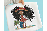 Summer Beach Girl Embroidery, an Illustration by designcity5 (Thumbnail 1 of 4)